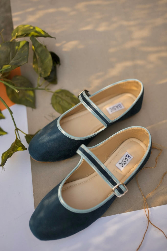 Pale blue velvet May Jane shoes