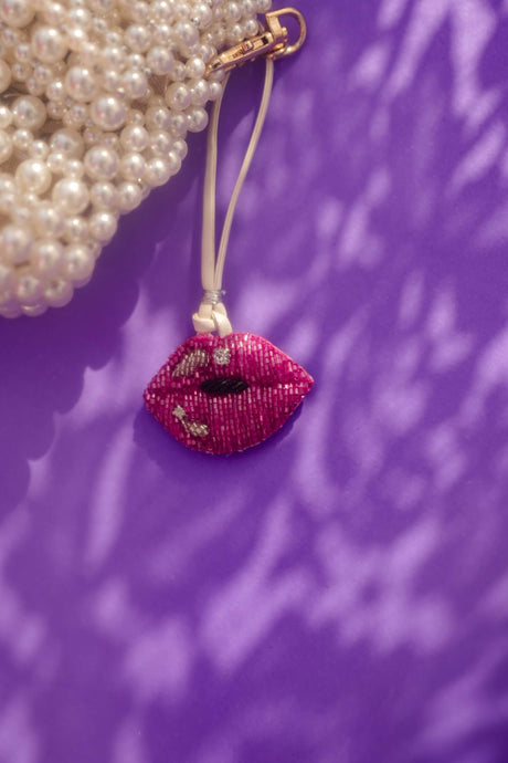 pink lips bag charm