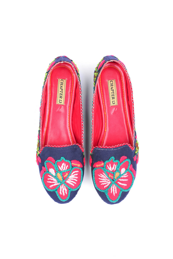 Heavily hand embroidered Loafers with contrasting edging