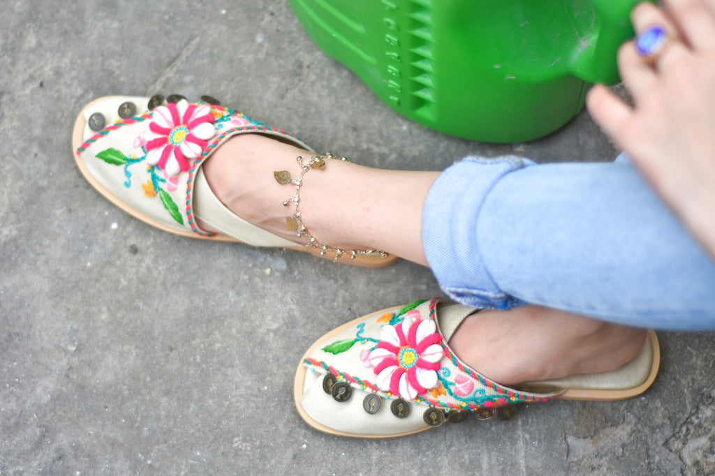 Back open bohemian look peshawaris with shells and coins